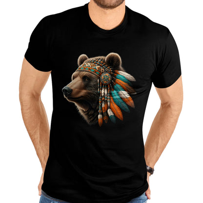 Native American T-Shirts, Vintage Native American Unisex T-Shirt/Hoodie/Sweatshirt HLT00 - Native American Bear Artwork Native American Day Design T-Shirt (1)