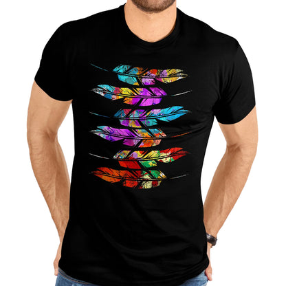 Native American T-Shirts, Vintage Native American Unisex T-Shirt/Hoodie/Sweatshirt HLT00 - Indigenous Heritage Colorful Feathers Indian Native American T-Shirt (1)