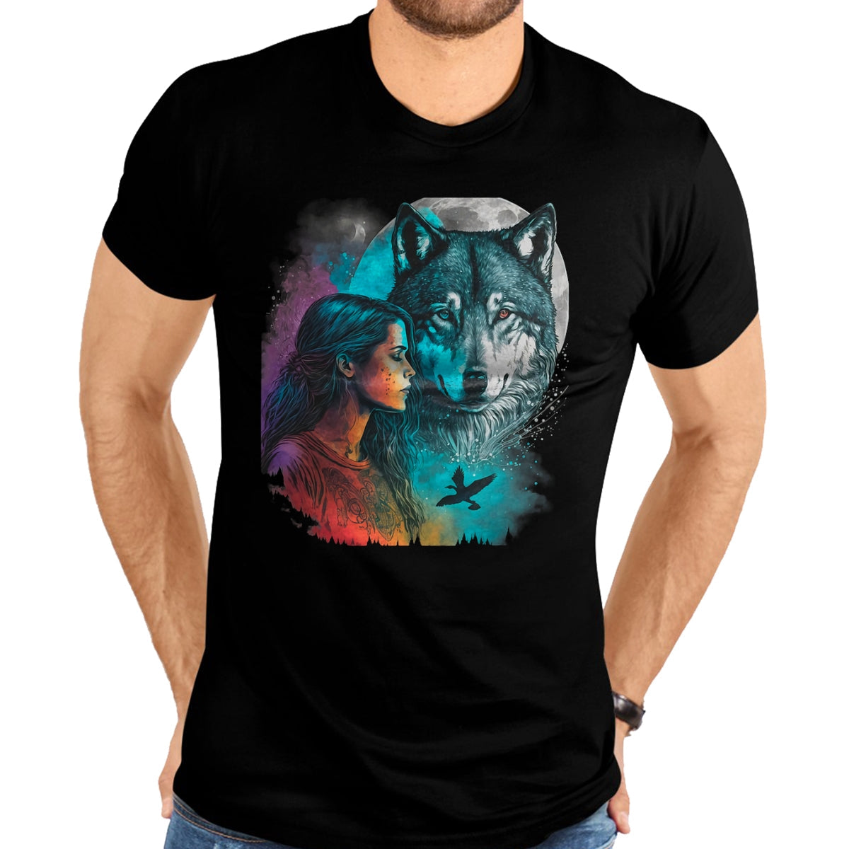 Native American T-Shirts, Vintage Native American Unisex T-Shirt/Hoodie/Sweatshirt HLT00 - Ethnic Tribal Wolf Boho Feather Native American Hippie Women T-Shirt (1)