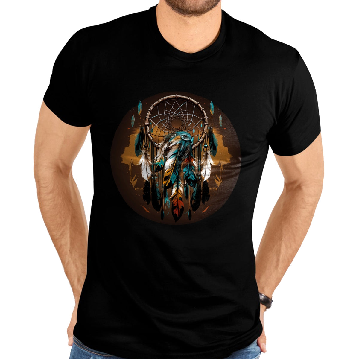 Native American T-Shirts, Vintage Native American Unisex T-Shirt/Hoodie/Sweatshirt HLT00 - Native American Dreamcatcher Indian Design Long Sleeve T-Shirt (1)
