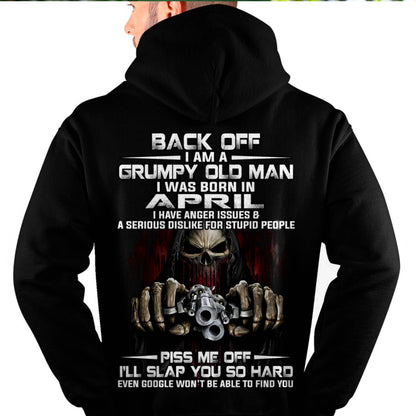 April - Grumpy Old Man T-Shirt – Funny Skull Gun Graphic Tee for Men - HLT04 (SKU09-109-04)