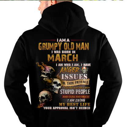 March - Grumpy Old Man T-Shirt - Funny Skull Anger Issues Tee - Perfect Gift For Men HLT03 (SKU08-67-03)