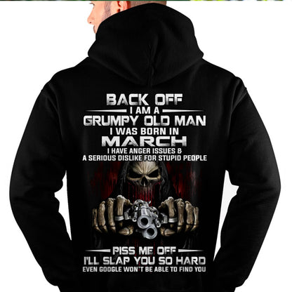 March - Grumpy Old Man T-Shirt – Funny Skull Gun Graphic Tee for Men - HLT03 (SKU09-109-03)