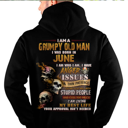 June - Grumpy Old Man T-Shirt - Funny Skull Anger Issues Tee - Perfect Gift For Men HLT06 (SKU08-67-06)