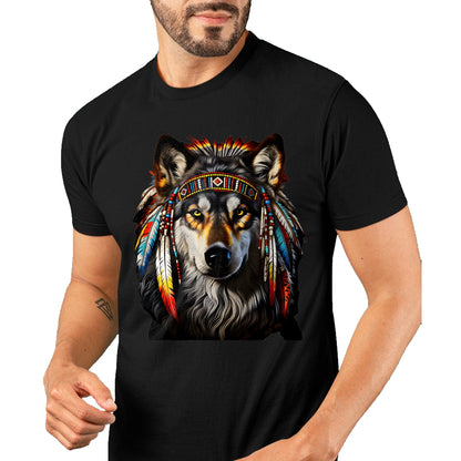Native American T-Shirts, Vintage Native American Unisex T-Shirt/Hoodie/Sweatshirt HLT00 - Native American Wolf - Indian Wolf T-Shirt (1)