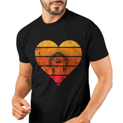 Native American T-Shirts, Vintage Native American Unisex T-Shirt/Hoodie/Sweatshirt HLT00 - Native American Retro Vintage Heart Sunset Native American T-Shirt