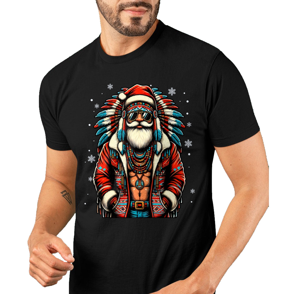 Native American T-Shirts, Vintage Native American Unisex T-Shirt/Hoodie/Sweatshirt HLT00 - Native American Santa Claus Christmas Santa Xmas T-Shirt (1)