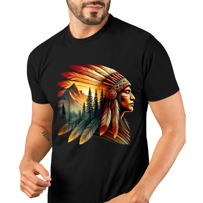 Native American T-Shirts, Vintage Native American Unisex T-Shirt/Hoodie/Sweatshirt HLT00 - Retro Native American Indian Headdress Vintage Men Graphic T-Shirt (1)