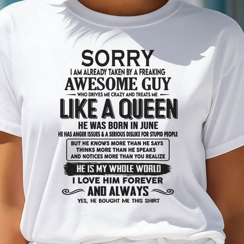 June - Sorry I am already taken by a freaking awesome guy - Gift for Wife From Husband - HLT06 (SKU08-25-06)