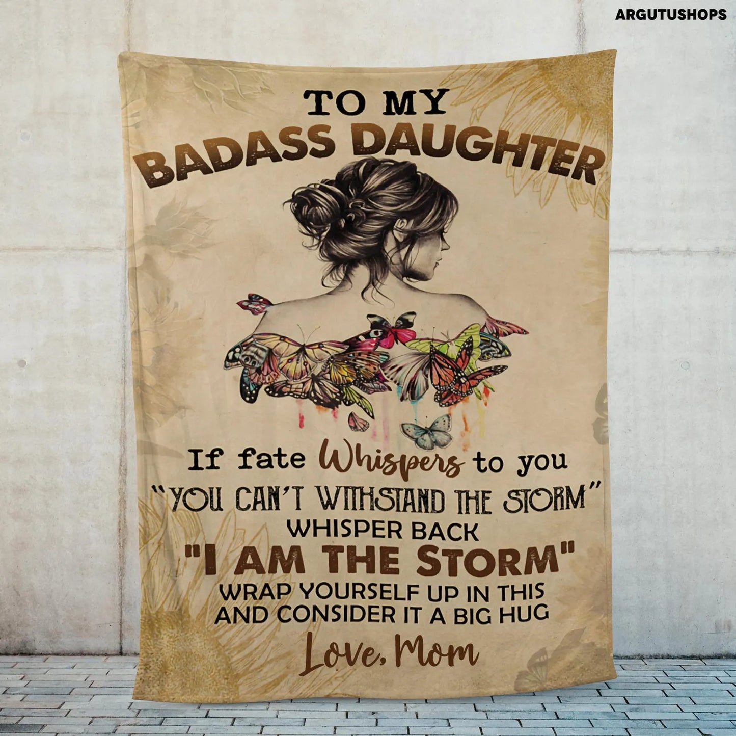 To My Badass Daughter Blanket, Daughter Gift Blanket - From Mom