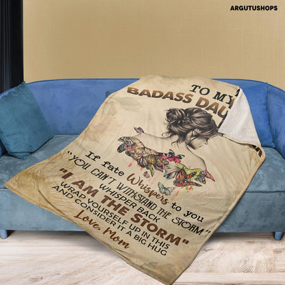 To My Badass Daughter Blanket, Daughter Gift Blanket - From Mom