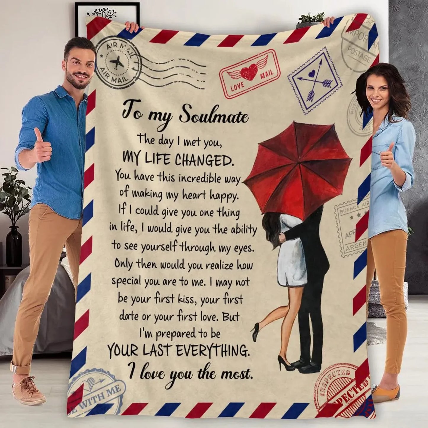 Soulmate Blanket – Romantic Love Letter Throw Blanket from Husband