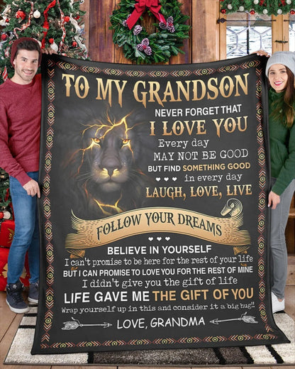 BLANKET FOR GRANDSON – COMFORT & WARMTH GIFT FROM GRANDMA  Sherpa Fleece Quilt Blanket kien00 (SKUB09-43)