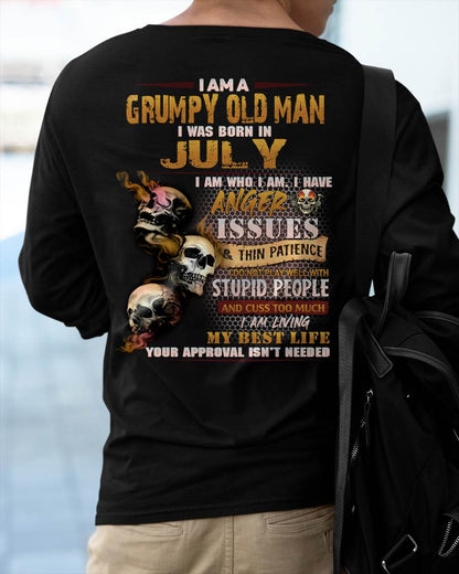 July - Grumpy Old Man T-Shirt - Funny Skull Anger Issues Tee - Perfect Gift For Men HLT07 (SKU08-67-07)