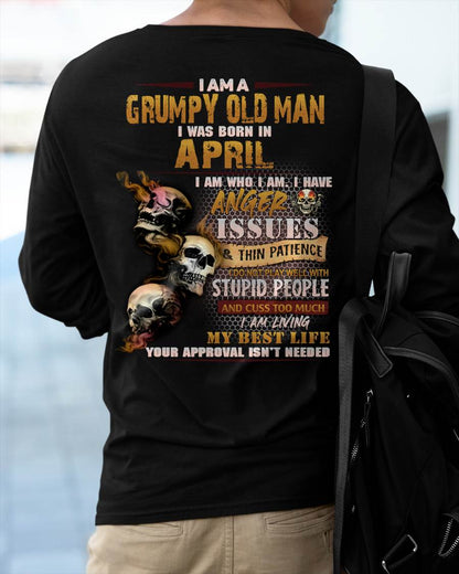 April - Grumpy Old Man T-Shirt - Funny Skull Anger Issues Tee - Perfect Gift For Men HLT04 (SKU08-67-04)