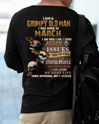 March - Grumpy Old Man T-Shirt - Funny Skull Anger Issues Tee - Perfect Gift For Men HLT03 (SKU08-67-03)