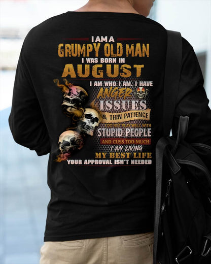 August - Grumpy Old Man T-Shirt - Funny Skull Anger Issues Tee - Perfect Gift For Men HLT08 (SKU08-67-08)