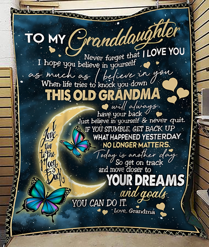 BLANKET FOR GRANDDAUGHTER – COMFORT & WARMTH GIFT FROM GRANDMA  Sherpa Fleece Quilt Blanket kien00 (SKUB-BLK-GMD2)