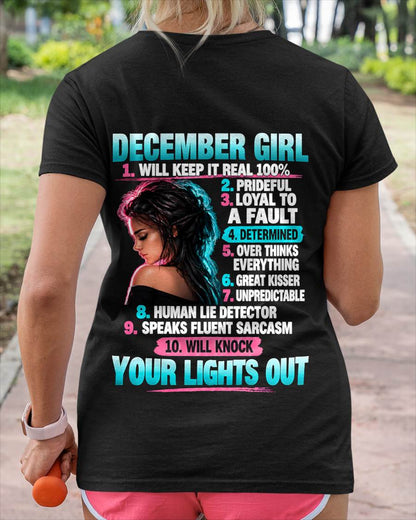 DECEMBER GIRL - WILL KEEP IT REAL 100% - SHIRT FOR WOMEN - HLT12 (SKU2609-373-12)