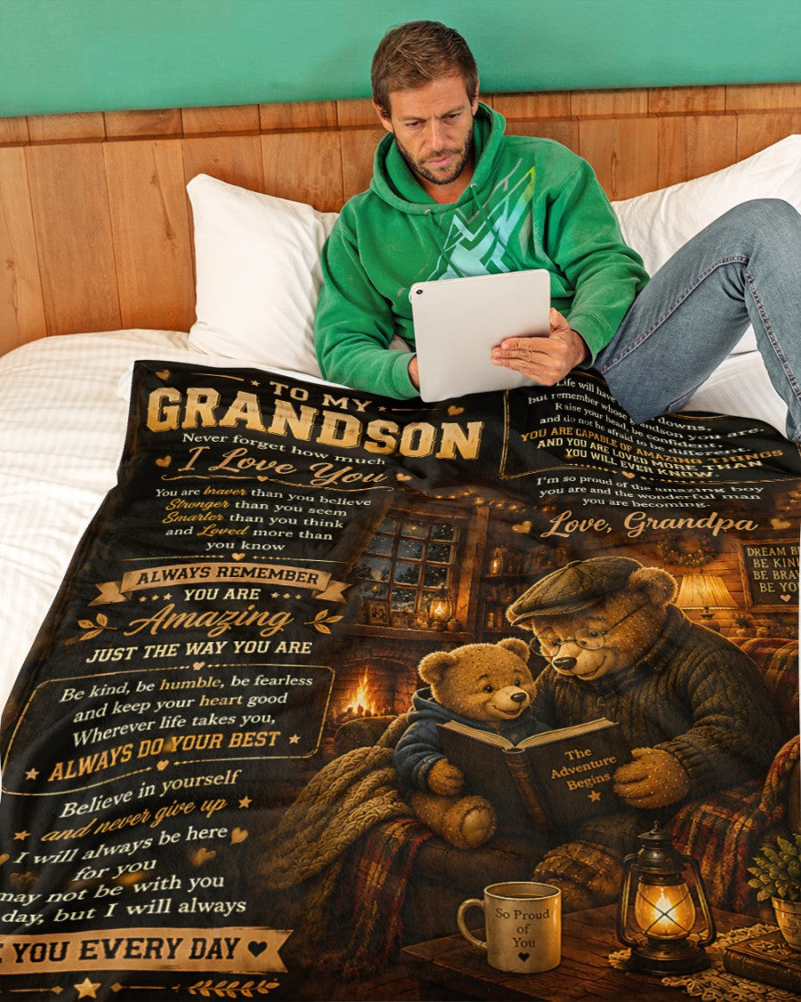 To My Grandson Blanket- From Grandpa-HLT00 (SKU2608-599)