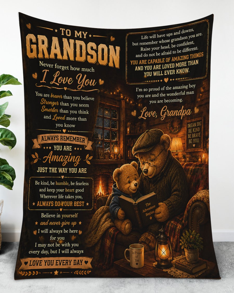 To My Grandson Blanket- From Grandpa-HLT00 (SKU2608-599)