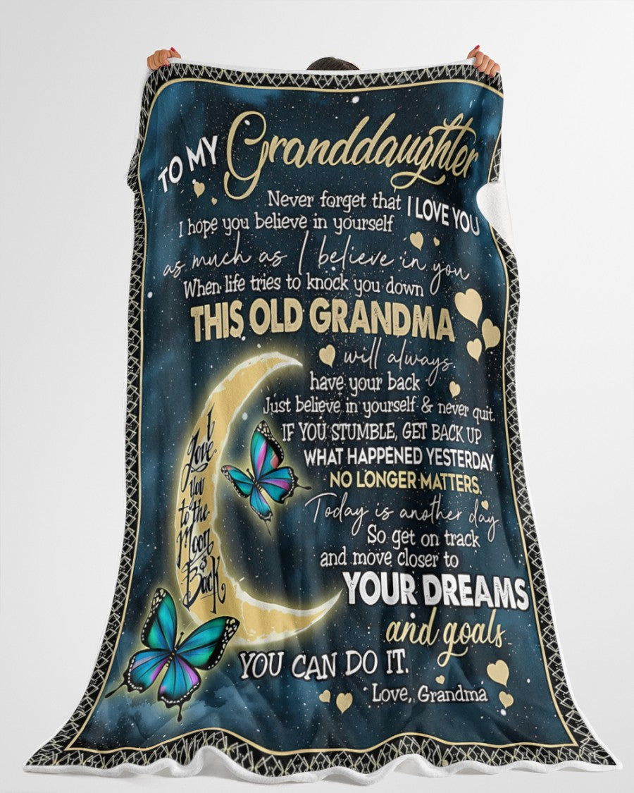 BLANKET FOR GRANDDAUGHTER – COMFORT & WARMTH GIFT FROM GRANDMA  Sherpa Fleece Quilt Blanket kien00 (SKUB-BLK-GMD2)