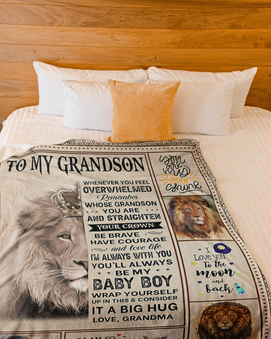 BLANKET FOR GRANDSON – COMFORT & WARMTH GIFT FROM GRANDMA  Sherpa Fleece Quilt Blanket kien00 (SKUB12-BLK-02)