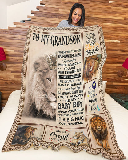 BLANKET FOR GRANDSON – COMFORT & WARMTH GIFT FROM GRANDMA  Sherpa Fleece Quilt Blanket kien00 (SKUB12-BLK-02)