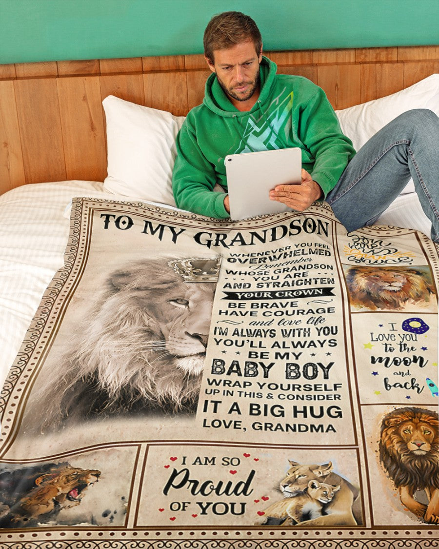 BLANKET FOR GRANDSON – COMFORT & WARMTH GIFT FROM GRANDMA  Sherpa Fleece Quilt Blanket kien00 (SKUB12-BLK-02)
