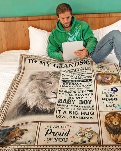 BLANKET FOR GRANDSON – COMFORT & WARMTH GIFT FROM GRANDMA  Sherpa Fleece Quilt Blanket kien00 (SKUB12-BLK-02)
