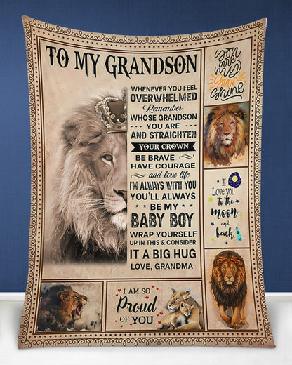BLANKET FOR GRANDSON – COMFORT & WARMTH GIFT FROM GRANDMA  Sherpa Fleece Quilt Blanket kien00 (SKUB12-BLK-02)