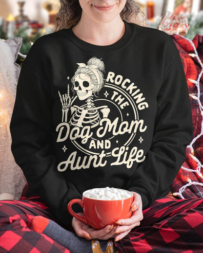 ROCKING THE DOG MOM LIFE - DOG MOM SHIRT FOR WOMEN - SKELETON DOG LOVER GIFT - KIEN00 (SKU2608-KEN-01)