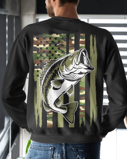 YOUTH CAMO FISHING BASS FISH AMERICAN FLAG PATRIOTIC MEN BOY- SHIRT FOR MEN - HLT00 ( SKU2609-TM-04)