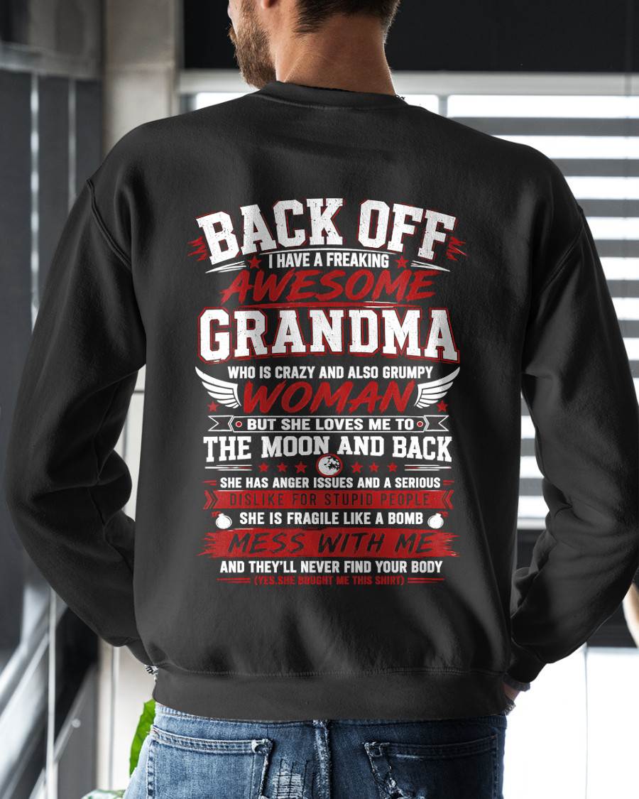 SHE IS FRAGILE LIKE A BOMB MESS WITH ME - SHIRT FROM GRANDMA TO GRANDSON - HLT00 (SKU2608-07)