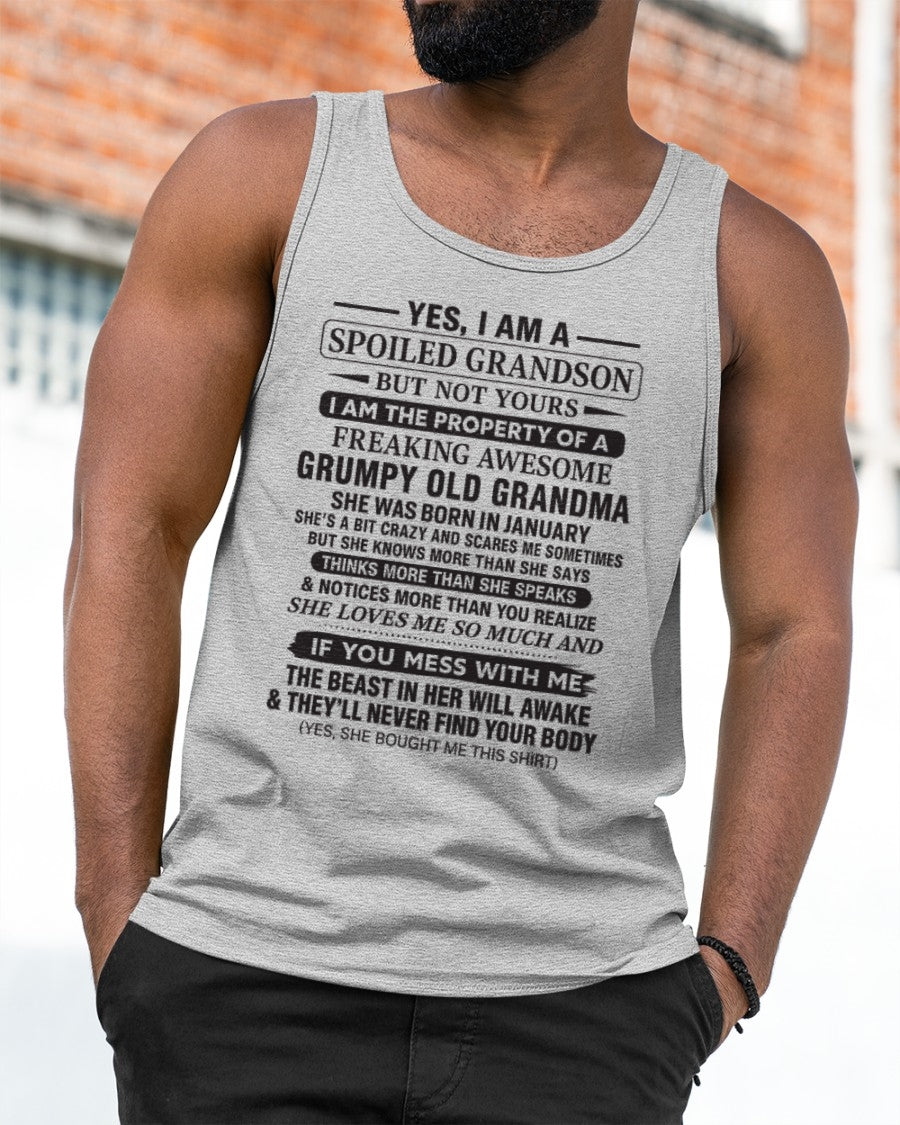 Yes I’m A Stubborn Grandson T-Shirt – Birthday Gift From January Grandma / Woman - kien01 (SKU10-171-01)