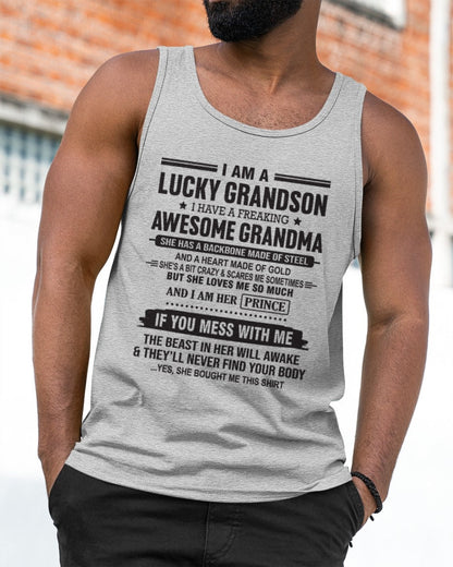 I Am A Lucky Grandson T-Shirt – Birthday Gift From Grandma / Woman - kien00 (SKU11-29-00)
