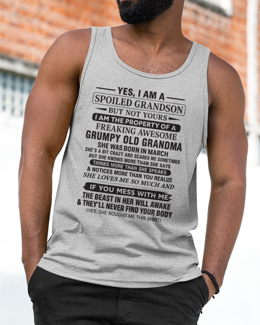 Yes I’m A Stubborn Grandson T-Shirt – Birthday Gift From March Grandma / Woman - kien03 (SKU10-171-03)
