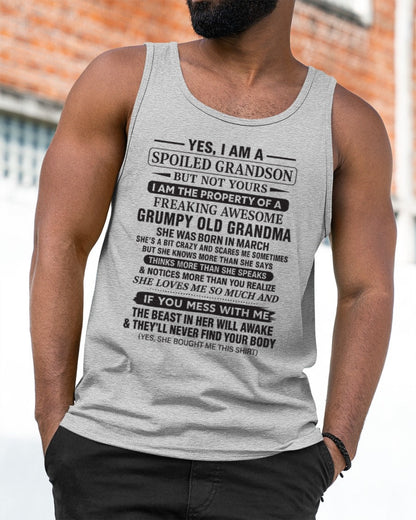 Yes I’m A Stubborn Grandson T-Shirt – Birthday Gift From March Grandma / Woman - kien03 (SKU10-171-03)