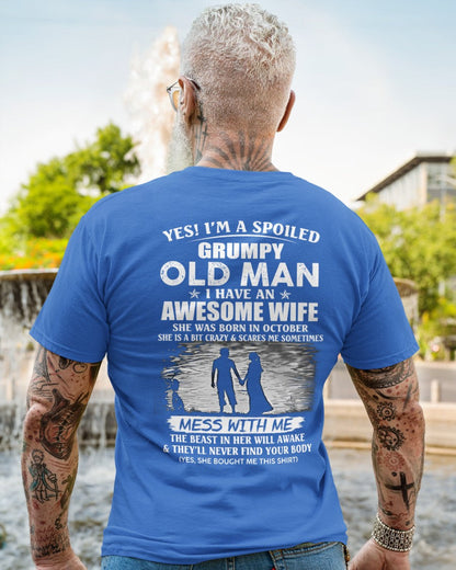 Awesome wife was born October - Gift for boyfriend, Gift for husband from wife - Perfect gift for your husband - kien10 (SKU10-79-10)