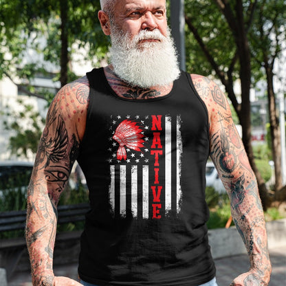 Native American T-Shirts, Vintage Native American Unisex T-Shirt/Hoodie/Sweatshirt HLT00 - Native - American Day USA Flag Cherokee Indigenous People T-Shirt (1)