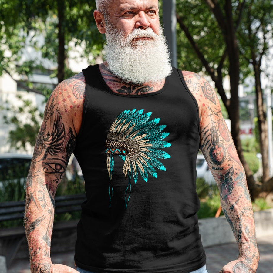 Native American T-Shirts, Vintage Native American Unisex T-Shirt/Hoodie/Sweatshirt HLT00 - Native American Indian Headdress Costume Jewelry Decor T-Shirt (1)
