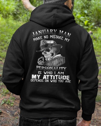 January Man Skull T-Shirt – Personality and Attitude Quote Tee - HLT01 (SKU08-38-01)