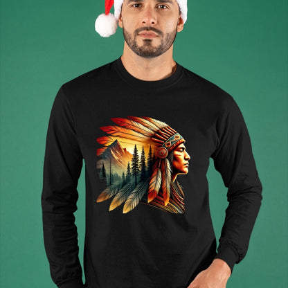 Native American T-Shirts, Vintage Native American Unisex T-Shirt/Hoodie/Sweatshirt HLT00 - Retro Native American Indian Headdress Vintage Men Graphic T-Shirt (1)
