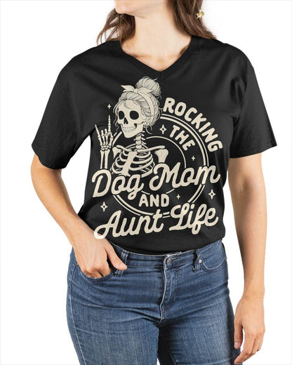 ROCKING THE DOG MOM LIFE - DOG MOM SHIRT FOR WOMEN - SKELETON DOG LOVER GIFT - KIEN00 (SKU2608-KEN-01)