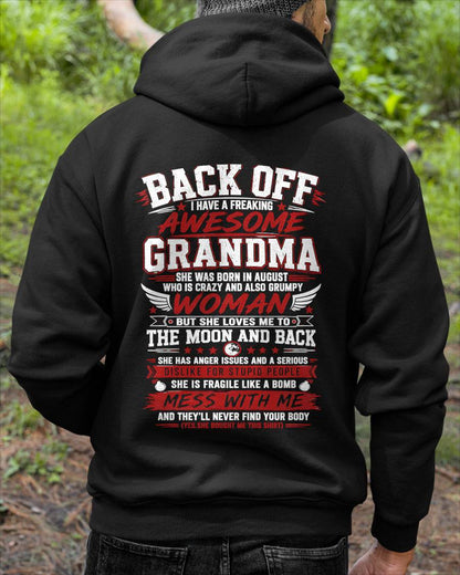 AUGUST, SHE IS FRAGILE LIKE A BOMB MESS WITH ME - SHIRT FROM GRANDMA TO GRANDSON - HLT08 (SKU2608-07-08)