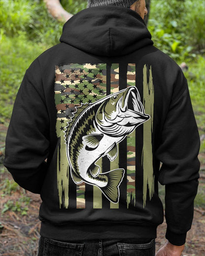 YOUTH CAMO FISHING BASS FISH AMERICAN FLAG PATRIOTIC MEN BOY- SHIRT FOR MEN - HLT00 ( SKU2609-TM-04)