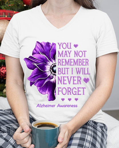 YOU MAY NOT REMEMBER BUT I WILL NEVER FORGET - ALZHEIMER AWARENESS FOR WOMEN - PURPLE FLOWER MEMORY AWARENESS GIFT - KIEN00 (SKU2608-398)