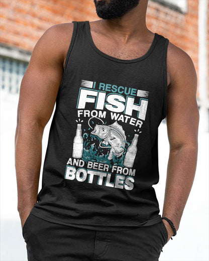 I Rescue Fish From Water And Beer From Bottles Fisherman- Funny Fishing T-Shirt