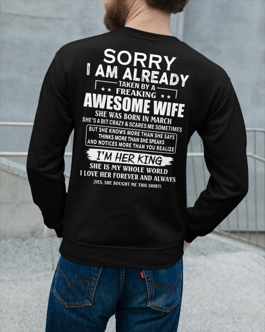 Awesome wife March - Perfect gift for husband from wife - kien03 (SKU68-79-03)