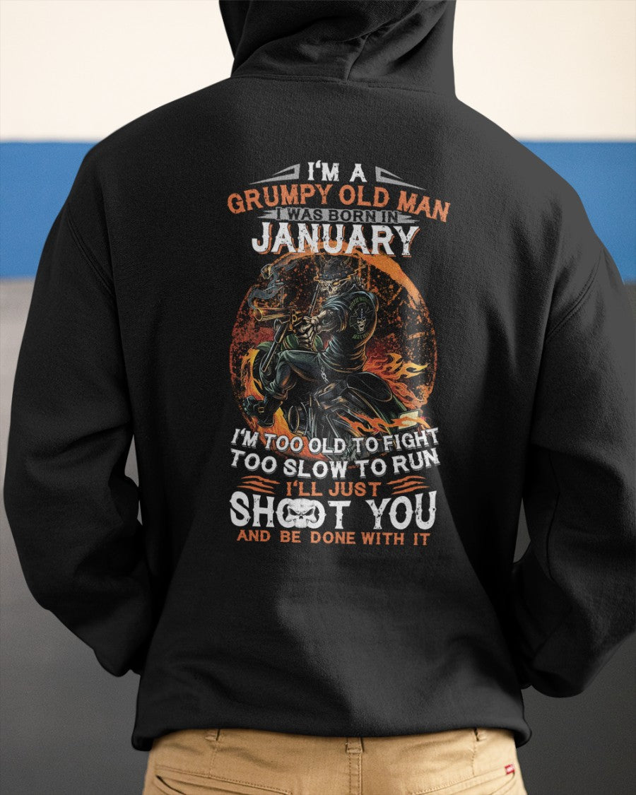 JANUARY - GRUMPY OLD MAN T-SHIRT – FUNNY BIKER TEE - PERFECT GIFT FOR MEN - HLT01 (SKU07-64-01)
